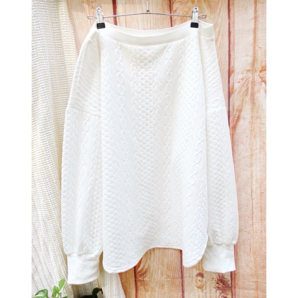 Cozy White Cable Knit Off Shoulder Sweater - Picture 1 of 5
